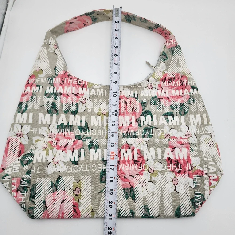Robin Ruth City Bags Miami Canvas Hobo Tote Shoulder Handbag Floral‎ Zip